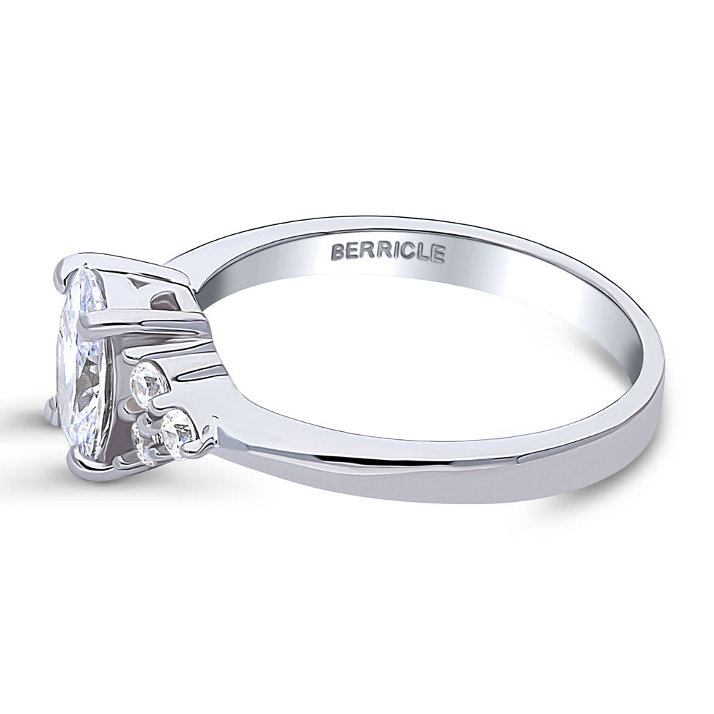 Angle view of Solitaire 1.2ct Oval CZ Ring in Sterling Silver, 5 of 8