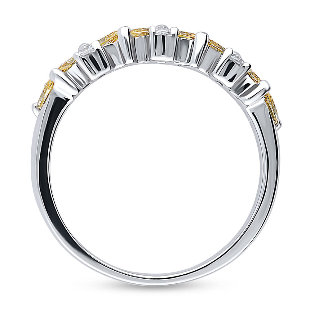 Alternate view of Cluster Flower Yellow CZ Stackable Band in Sterling Silver, 5 of 6