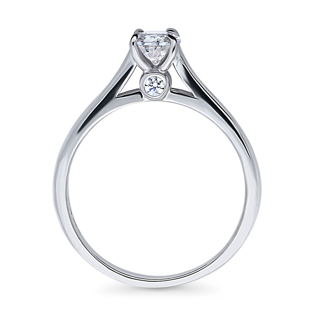 Sterling Silver Solitaire 0.7ct Oval CZ Wedding Engagement Promise Ring ...