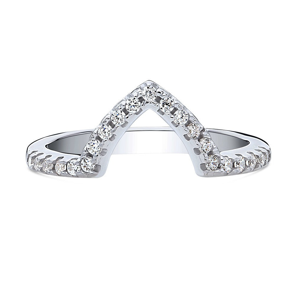 Wishbone CZ Eternity Ring in Sterling Silver, 1 of 9