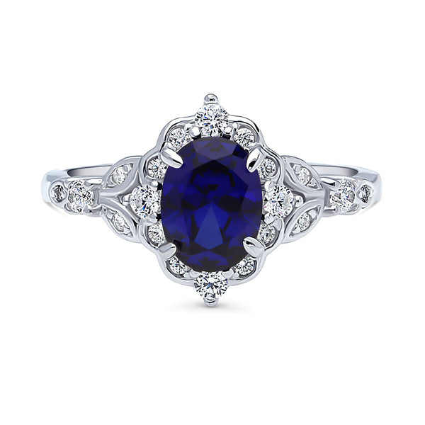 Oval Lab Blue Sapphire Ring Marquise And Round Simulated retailer Diamond Leaf Art Deco Sterling Silver Promise Engagement Wedding Ring