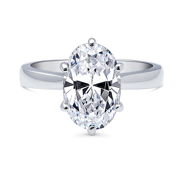 Sterling Silver Solitaire 3ct Oval CZ Wedding Engagement Ring