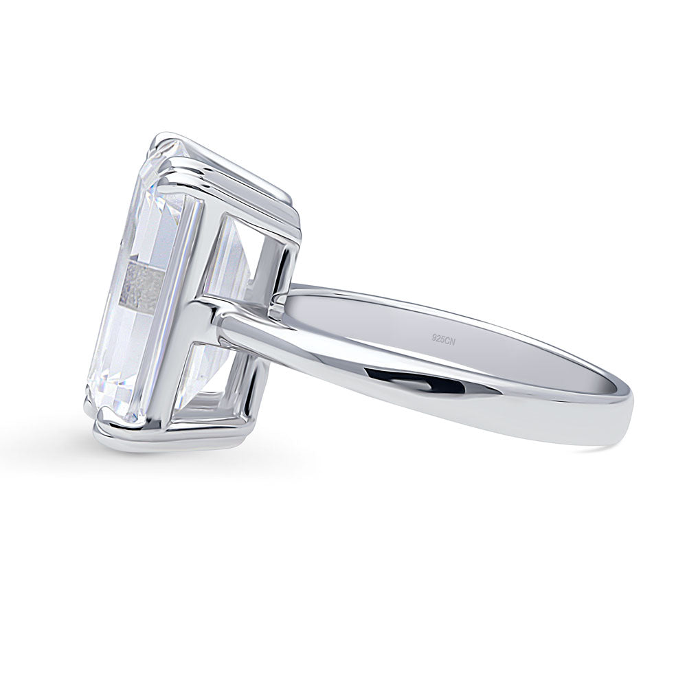 Solitaire 8.5ct Emerald Cut CZ Statement Ring in Sterling Silver