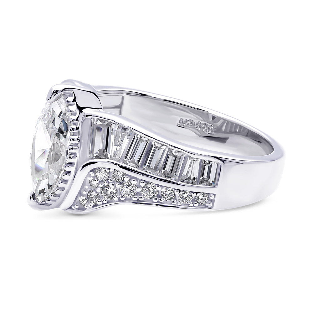 Sterling Silver Halo Woven Marquise CZ Wedding Engagement Ring