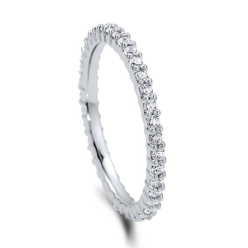 Front view of Pave Set CZ Eternity Ring in Sterling Silver, 4 of 10