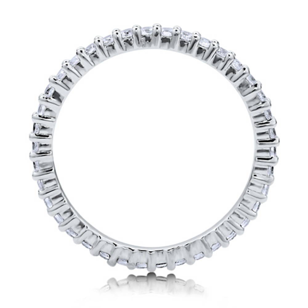 Angle view of Pave Set CZ Eternity Ring in Sterling Silver, 5 of 10