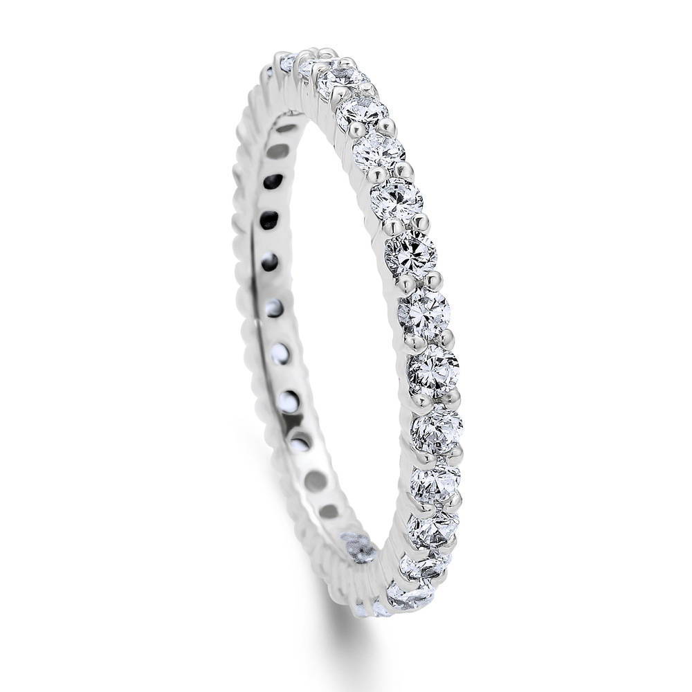 Sterling Silver Pave Set CZ Wedding Eternity Ring #R448-20 – BERRICLE