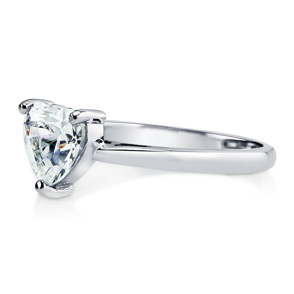 Sterling Silver Solitaire Heart 1.1ct CZ Wedding Engagement Ring