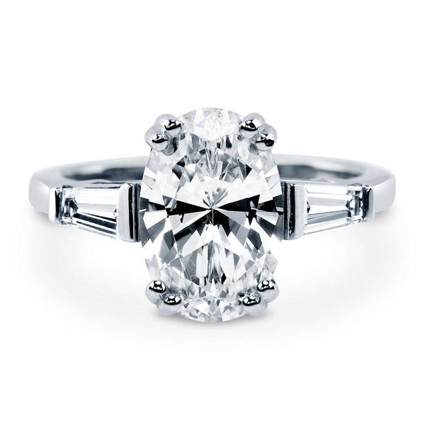 3-Stone Oval CZ Ring in Sterling Silver