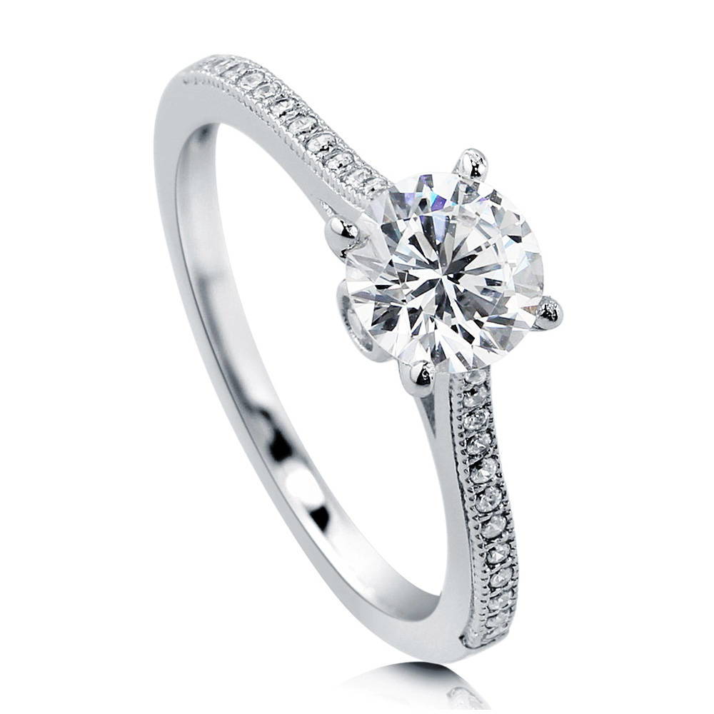 Sterling Silver Solitaire 1ct Round CZ Wedding Engagement Promise