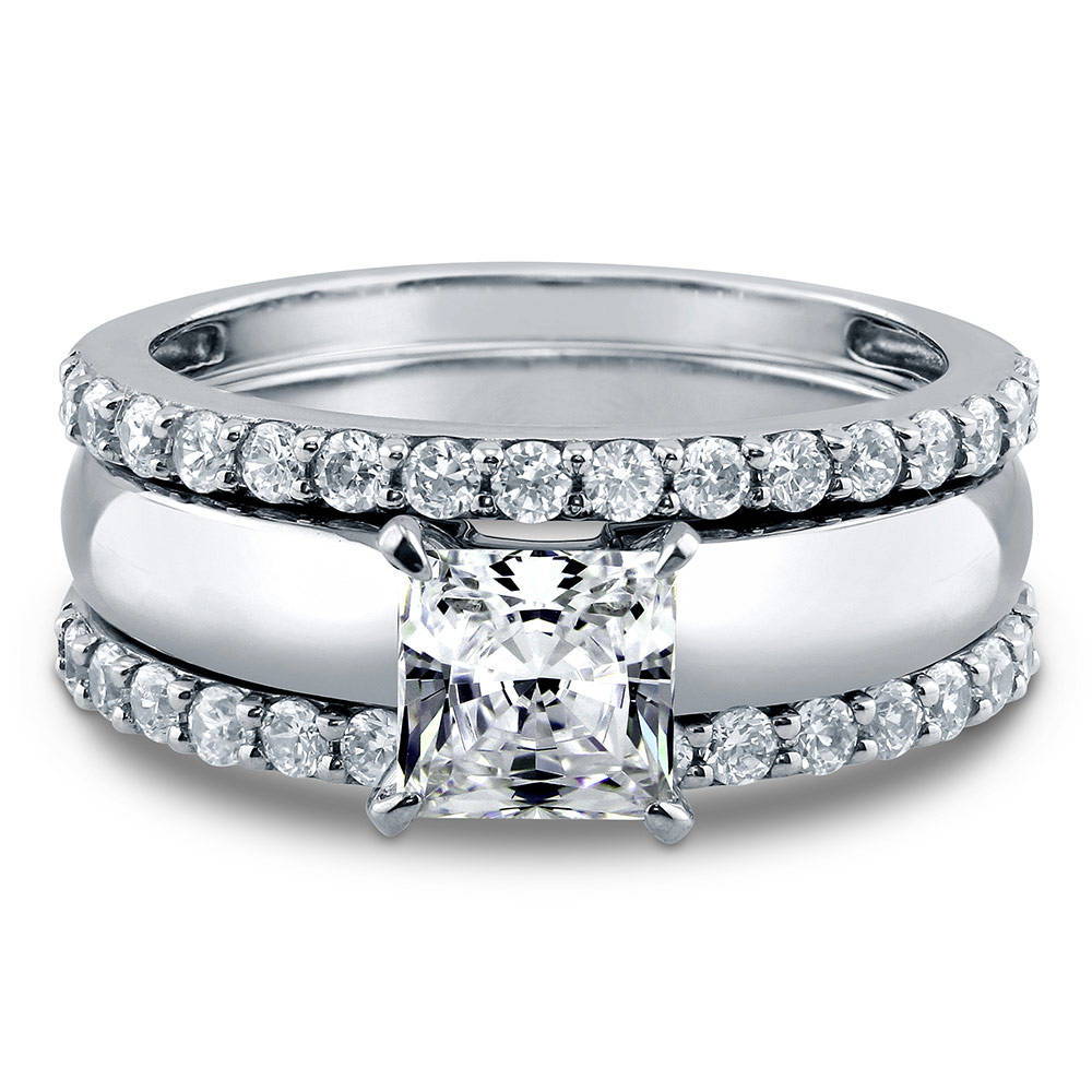 Solitaire 1.2ct Princess CZ Ring Set in Sterling Silver, 1 of 12