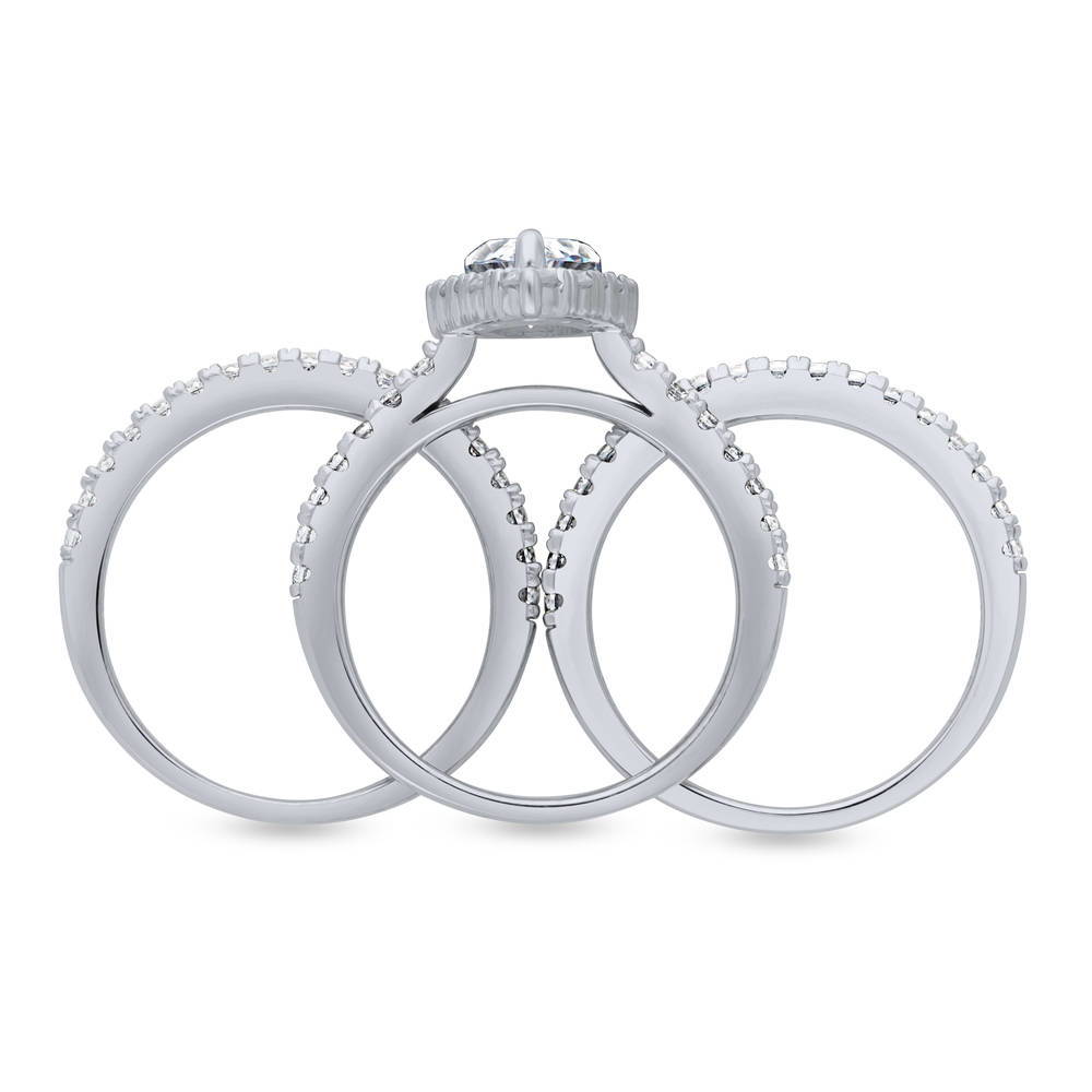 Alternate view of Halo Pear CZ Ring Set in Sterling Silver, 8 of 12