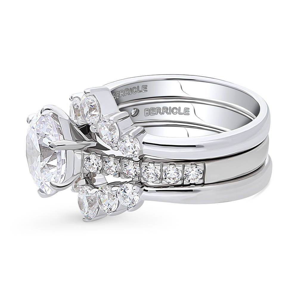 Angle view of 5-Stone Solitaire CZ Ring Set in Sterling Silver, 5 of 13