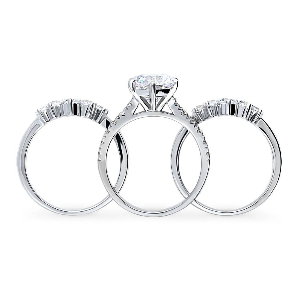 Alternate view of 5-Stone Solitaire CZ Ring Set in Sterling Silver, 8 of 13
