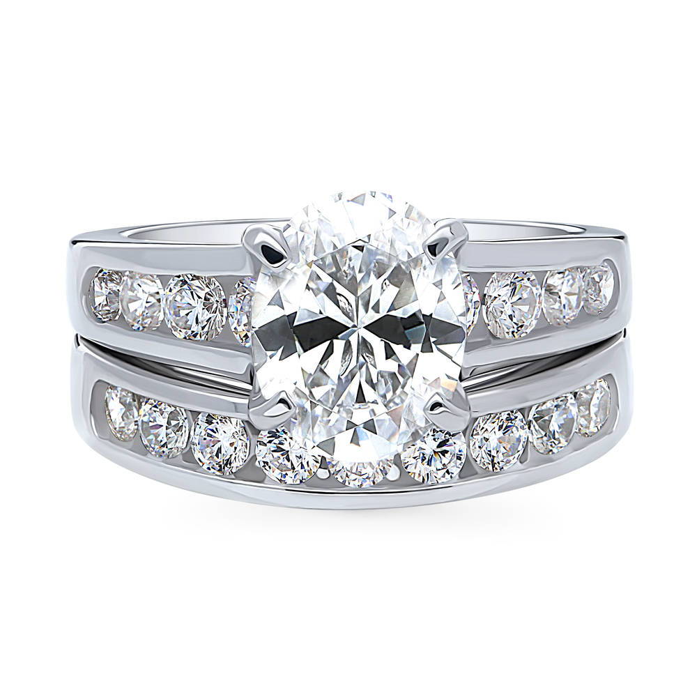 Solitaire 2.5ct Oval CZ Ring Set in Sterling Silver, 1 of 17