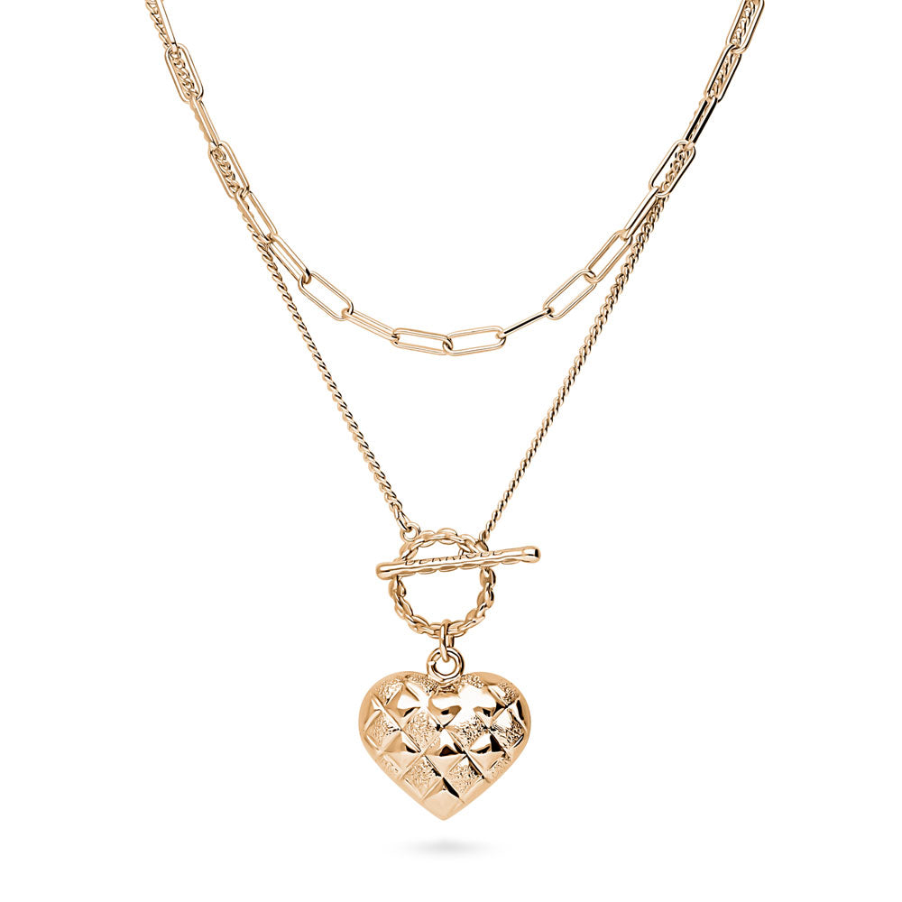 Base Metal Paperclip Heart Anniversary Chain Necklace, 2 Piece #VS779 ...